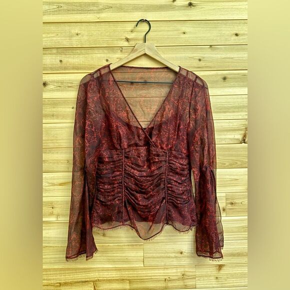 Ellie Tahari Sz Small Silk Whimsigoth Dark Romantic Y2K Babydoll Empire Blouse - Picture 1 of 14